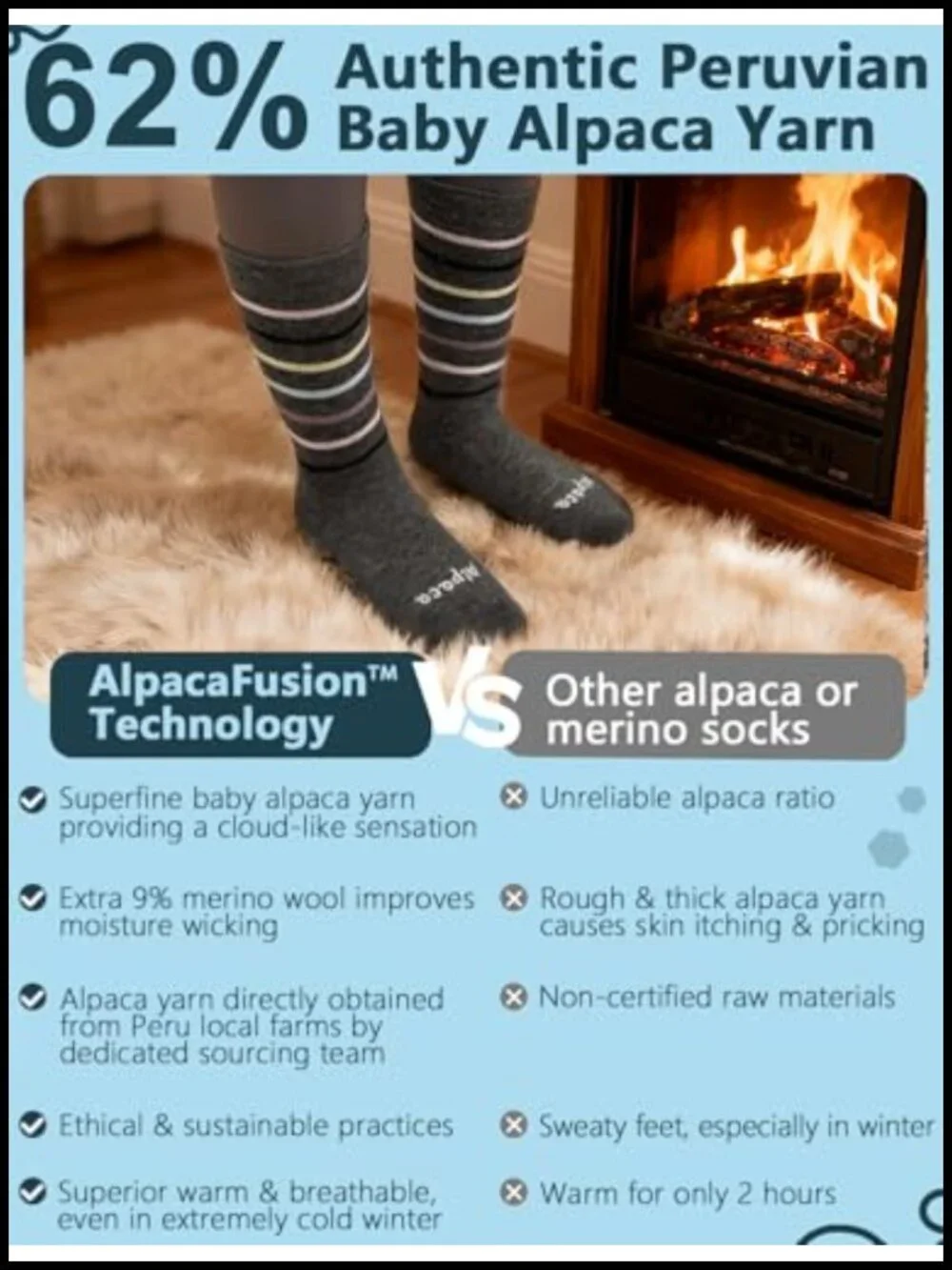 Alpaca Wool Heavyweight Crew Socks 2-Pack Thermal Winter Hiking